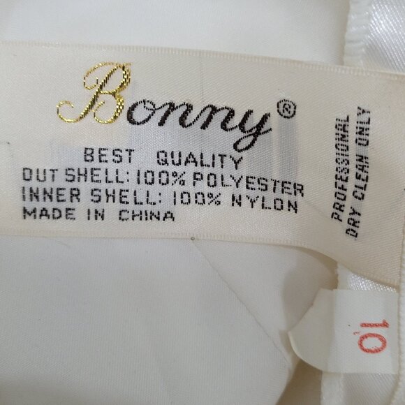 VTG Bonny Ivory Lace Beaded Embroidered Bodice Tulle Skirt Wedding Gown Dress 10 - Picture 3 of 16